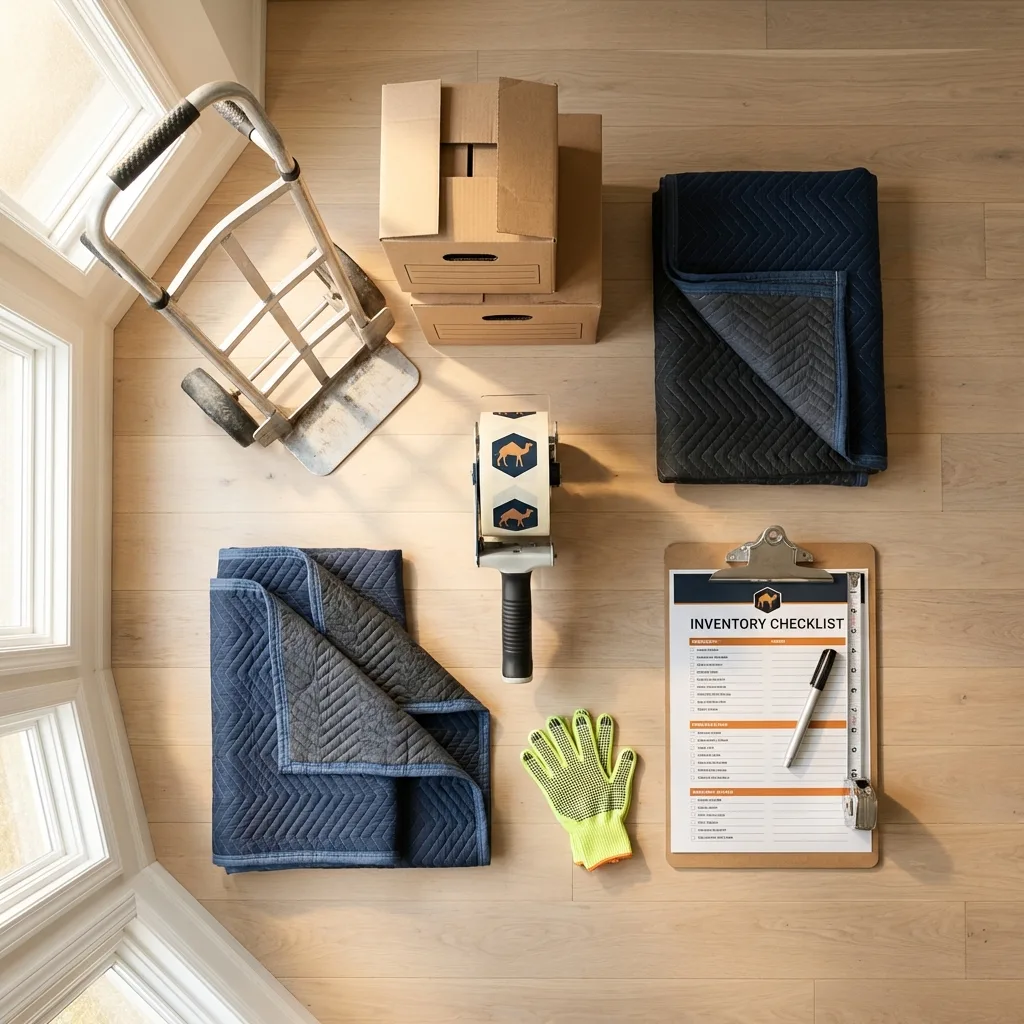 Professional moving supplies and packing materials layout for Utica residential relocations